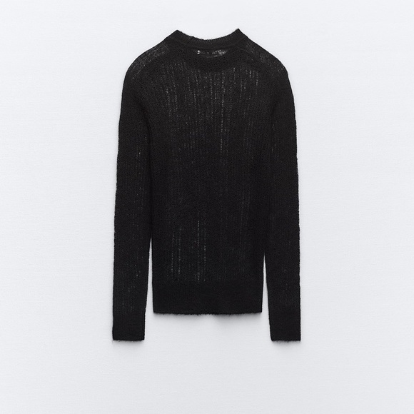 NWT Zara Black Open Knit Sweater - Picture 7 of 15